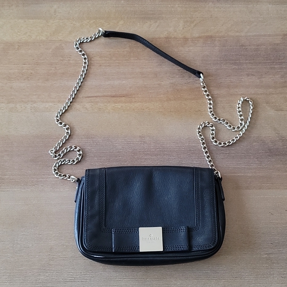 Kate Spade Primrose Hill Kaelin Black Leather Bow Chain Crossbody Bag - Picture 3 of 15